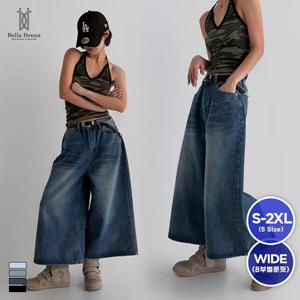 벨라도나 여성 하이웨스트 8부 벌룬 와이드 데님 팬츠 S~2XL BLN26_FGP1801