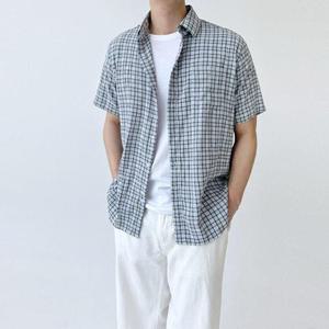 반팔셔츠 체크 남방 반팔 오버핏 남자 셔츠 여름