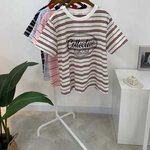 콜렉티브 레터링 스트라이프 반팔 티셔츠 4color