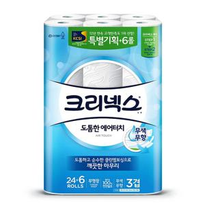 유한킴벌리 화장지 크리넥스 에어터치 27m 24+6롤 1팩