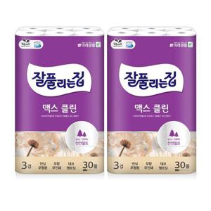 잘풀리는집 천연펄프 맥스클린 30M 30롤 2팩