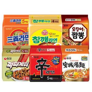 봉지라면 혼합 29봉(신라면5봉+짜파게티5봉+안성탕면5봉+삼양라면5봉+참깨라면4봉+오징어짬뽕5봉)_