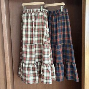 [아이우먼]빅사이즈치마 T218L512 체크캉캉티어드스커트 CR