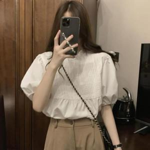 여자 여름 청순 볼륨 퍼프소매 아방핏 블라우스