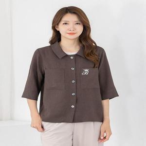 [모슬린]엄마옷 여름 린넨라이크 카라 7부 블라우스 605FGH279 마담/중년여성/빅사이즈/50대/60대