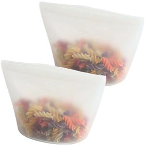 화이트 실리콘 지퍼백 1000ml 2개 냉동 다회용 보관 소분 전자레인지 국물 지퍼팩