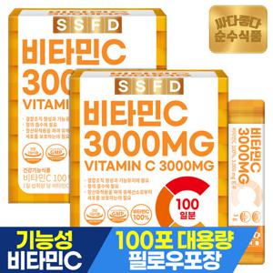 순수식품 비타민C 3000mg 2박스 x 100포 실속형 건강기능식품 비타민씨 100% 분말 파우더 스틱