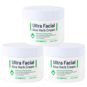 (3개)푸드어홀릭 울트라훼이셜 알로에허브 크림 100ml/수분크림 저자극 고보습 주름개선
