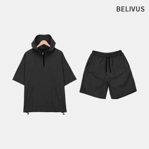 빌리버스 남성 나일론 반팔 후드 반바지 세트 BFREE001