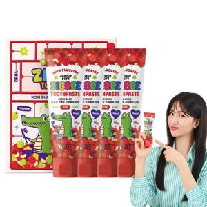 지그비 주니어 소프트 고불소 충치케어 어린이 치약 사과향 117g 4개입