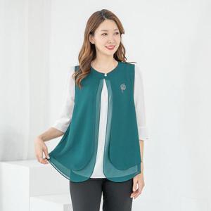 엄마옷 조끼 쉬폰 이중 603BNM125 중년여성/50대/60대/마담/빅사이즈/할머니옷