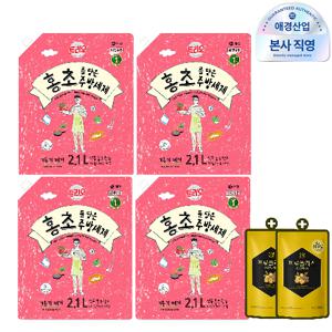 트리오 홍초를 담은 주방세제 2.1L, 4개+프로폴리스 애플 주방세제 300ml 증정, 1개