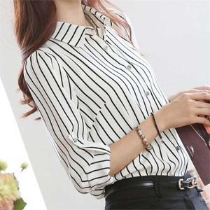 [오노마] ONM 세로 줄무늬 긴팔 셔츠옷 여자 직장인 데일리 출근룩