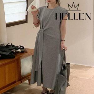 [헬렌]헬렌 데일리 여름 쭈리 꼬임 매듭 롱 원피스 레노트롱