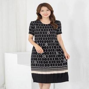 [모슬린]엄마옷 플리츠 반팔 원피스 605FGH358 마담/중년여성/빅사이즈/50대/60대