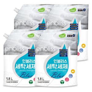 인블리스 일반드럼 겸용 베이킹소다 세탁세제 블루 1.8L (리필) x4개