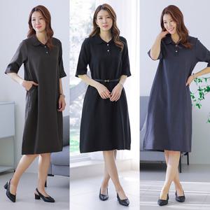 [~2XL] 인견 러프 카라 7부소매 원피스 빅사이즈 엄마옷 3종 택1