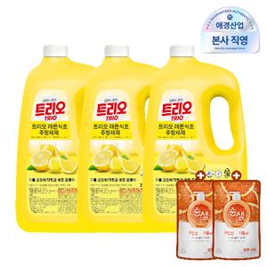 트리오 레몬식초 주방세제 3L, 3개 +순샘 구연산 자몽 200ml 증정, 2개