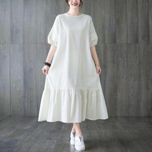 [오노마] ONM 소매핀턱 여성 캉캉 스타일 린넨 데일리 원피스