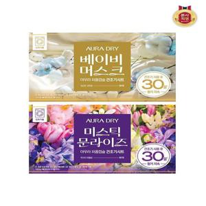 [샤프란]아우라 30일 향기지속 퍼퓸캡슐 건조기용 드라이시트 80개입 1개(2종 택1)