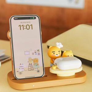 [kakao] 카카오프렌즈 2in1 무선 충전 거치대 베이커리 라이언 춘식이