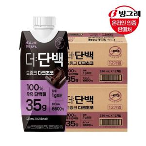 [빙그레] 더단백 드링크 다크초코 330ml 24개 /고함량/프로틴/단백질음료