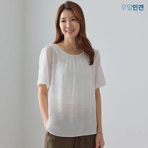 [우일인견]하늘하늘 가볍고 시원한 인견 링클 반팔 블라우스