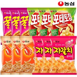 [농심] 새우깡 3봉+꿀꽈배기 3봉+포테토칩3봉+자갈치3봉