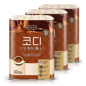 코디 화장지 고창 황토 3겹 천연펄프 30m 30롤3팩
