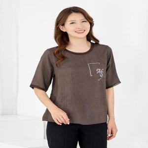[모슬린]엄마옷 인견 라운드 반팔 티셔츠 605FGH187 마담/중년여성/빅사이즈/50대/60대