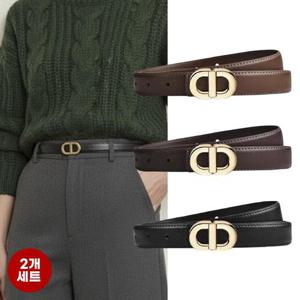 엔비 [1+1] 골드링 벨트 여성 심플 정장 원피스 라운드 스트랩 가죽 버클 허리띠