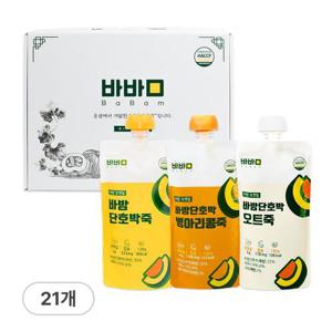 바밤 포켓밀 간편한 아침 죽 3종 혼합 단호박, 오트밀, 병아리콩 130g, 21개