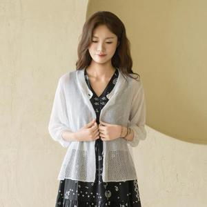 엄마옷 마담4060 [내추럴포엠]꽃단추썸머니트가디건 -QCA2606007-