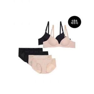 [휠라 언더웨어][휠라 공식] 베이직 와이어 브라 팬티 6종 PACK (FI4BAF1496F_SKN)