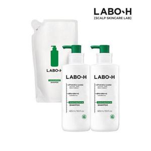 [라보에이치]라보에이치 두피강화 클리닉 샴푸 탈모증상완화 400ml 2입+리필팩 400ml 1입