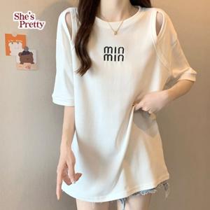 [쉬즈프리티] 숄더홀레터링써머티셔츠