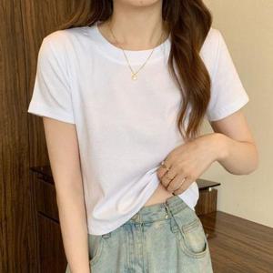 여자여름티 기본 흰색 티셔츠 꾸안꾸 반팔 하얀티 라운드셔츠