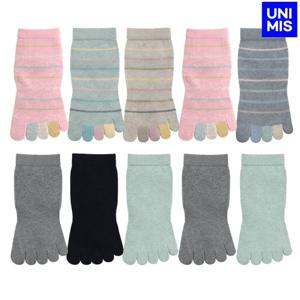 10켤레 유니미스 국산 여성 사계절 무좀 발냄새 순면 발가락양말 단목