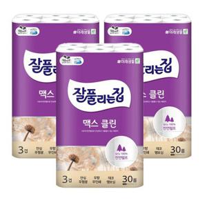 잘풀리는집 맥스클린 30M 30롤 3팩