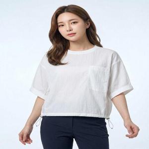 [올포유][올포유] 여성 포켓 포인트 반팔 티블라우스 ALBLN6226-100
