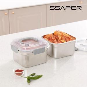 셰퍼 스퀘어락 4면 밀착 데일리 스텐 밀폐용기 2종 세트(1,800ml*2ea)