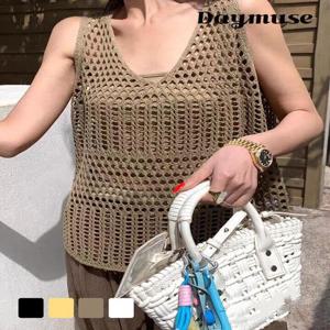 [모어오브]뉴아 니트 조끼 그물 펀칭 베스트 탑