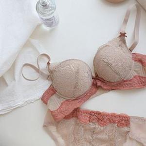노와이어 왕뽕 빅푸쉬 올오버 투톤 레이스 브라 팬티 세트 (4컬러)