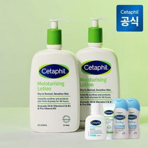 [10%다운로드쿠폰] 세타필 모이스춰라이징 로션 591ml 2개(+로션 29ml+크림 10g+워시 50ml 2개)