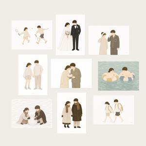 순두부 커플 드로잉 엽서 연애 고백 신혼감성 스토리 미니 포스터 벽장식 9장