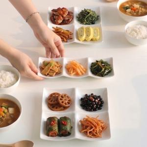 사각 나눔접시 찬기 반찬 화이트 소스 그릇 3칸 4칸