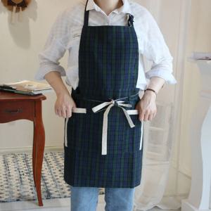일본 코지 블랙 와치 체크 데일리 앞치마