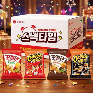 롯데 스낵타임 16봉 꼬깔콘 고소4개+군옥4개+치토스 매콤4개+바베큐4개
