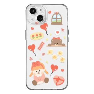 러브 하트 풍선 캐릭터 프린팅 투명 TPU 풀커버 휴대폰 케이스