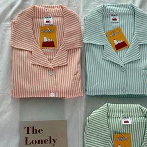반팔 세트 피너츠 정품 시어서커 도넛 스누피 스트라이프 여름 잠옷 3color